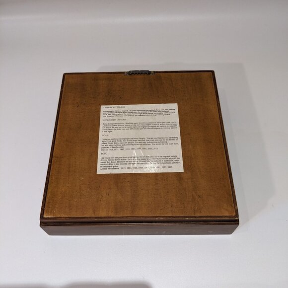 Vintage Chinese Horoscope Shadow Art Box w. Ceramic Goat Ram Sheep - Astrology - Picture 6 of 6